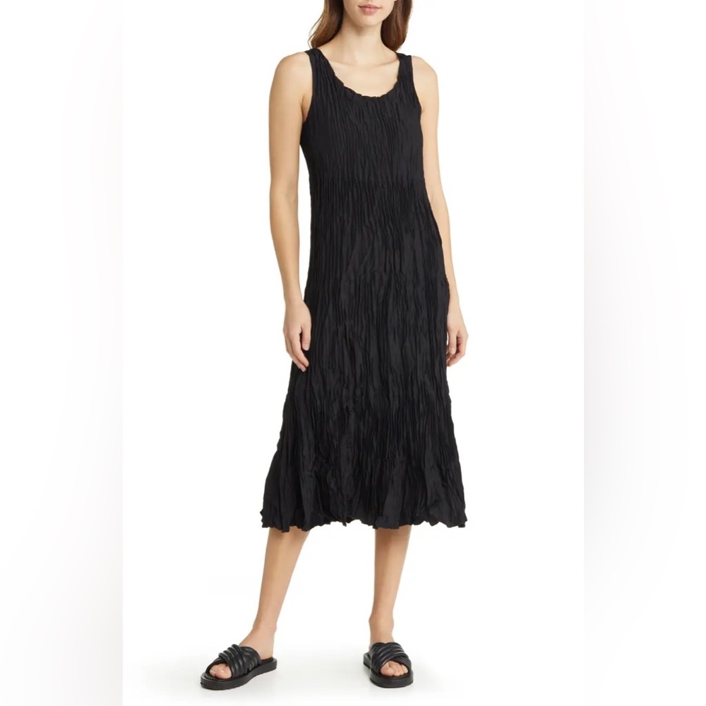 EILEEN FISHER Crushed Silk Tiered Midi Dress NWT XL